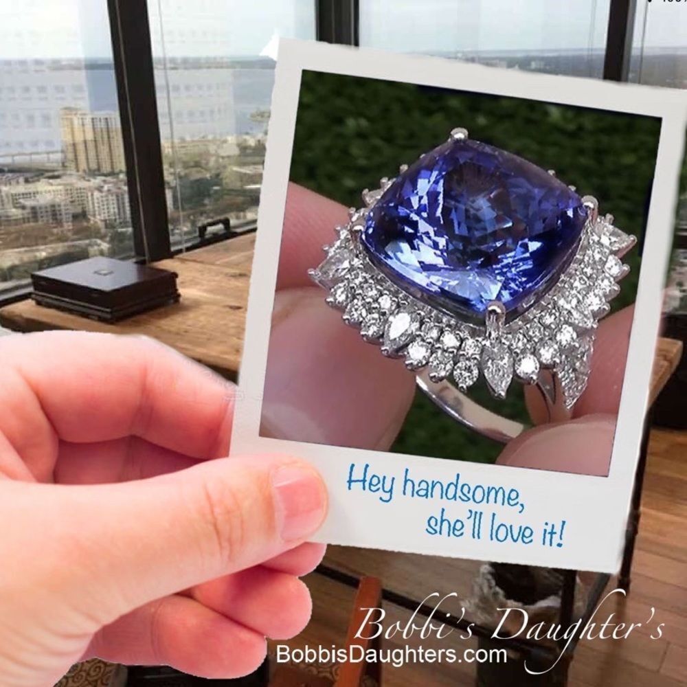 ❤️025❤️ 4.80 Ct Cushion Cut Blue Sapphire Halo Engagement‎ Ring 14K White Gold
